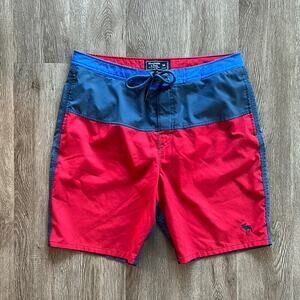 Abercrombie & Fitch‎ Red and Blue Board Shorts Size 34